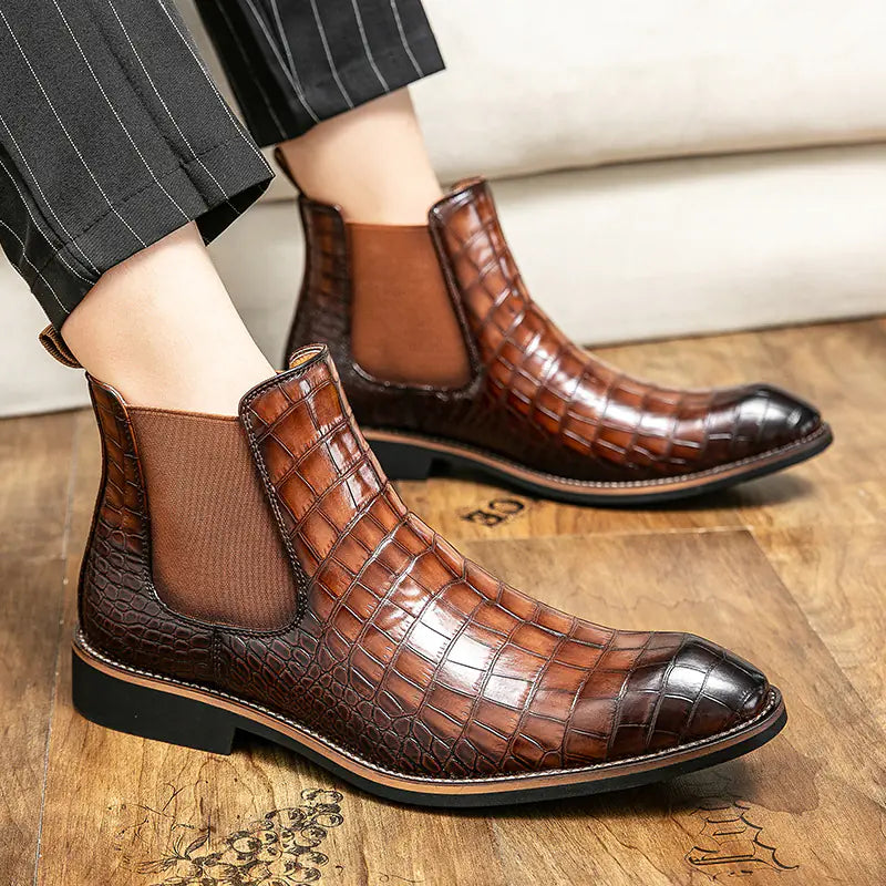 Men's Fashion Chelsea Boots - High-Top Leather Ankle Boots