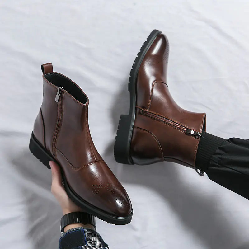Men's Chelsea High Top Casual Leather Boots