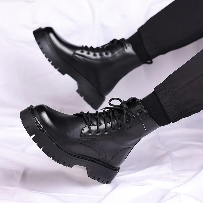 Men's Chelsea Ankle Boots - High-Top Leather Martin Boot