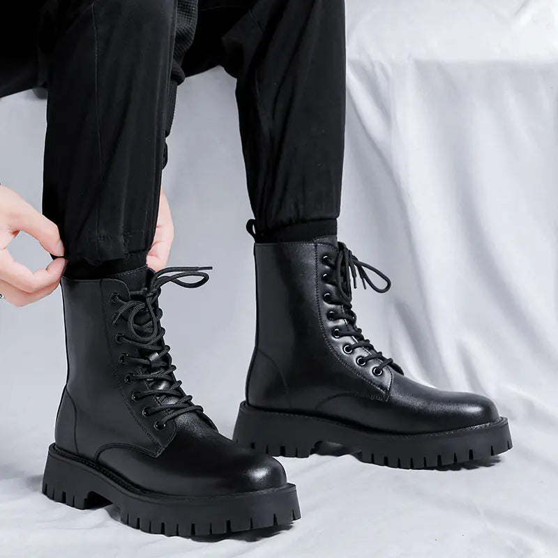 Men's Chelsea Ankle Boots - High-Top Leather Martin Boot