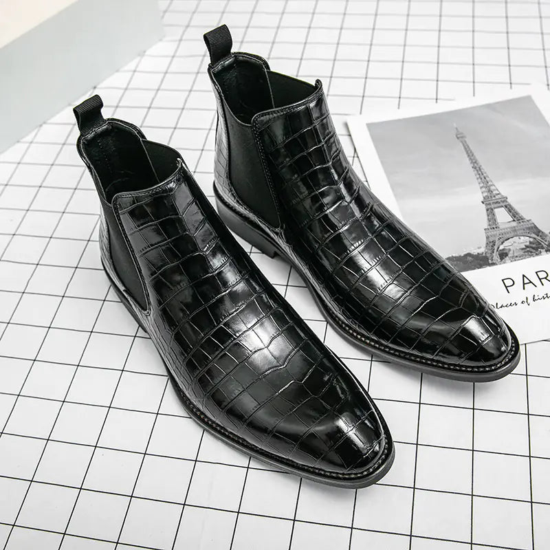 Men's Fashion Chelsea Boots - High-Top Leather Ankle Boots